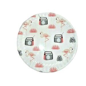 Retro Radio Pink Flamingo Salad Dessert Plates 4-pc Lightweight Melamine NEW